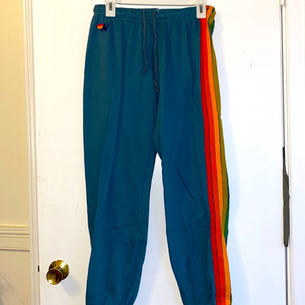 NEW Aviator Nation 5 Stripe Sweatpants in Navy